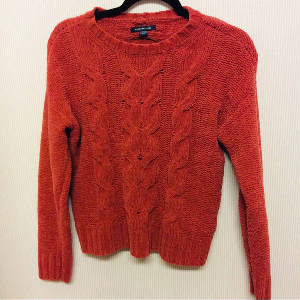 American Eagle Burnt Orange Chenille Sweater XS
